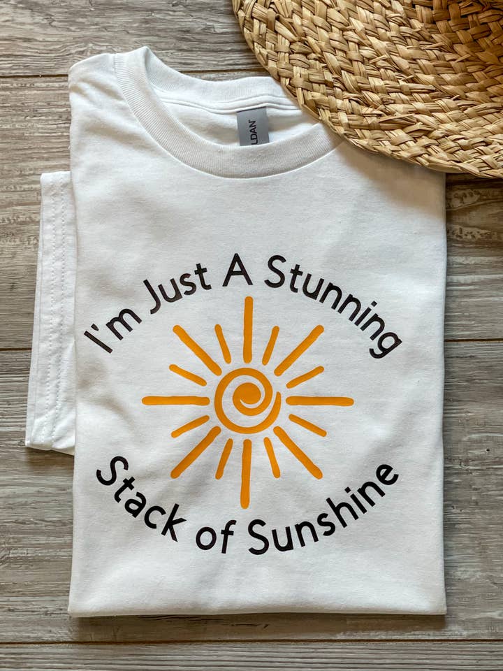 Stack of Sunshine T-Shirt for wholesale by Three Angels