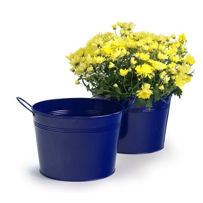 Maceta de metal de 10" - Azul Real para venta al por mayor de Buhi Imports