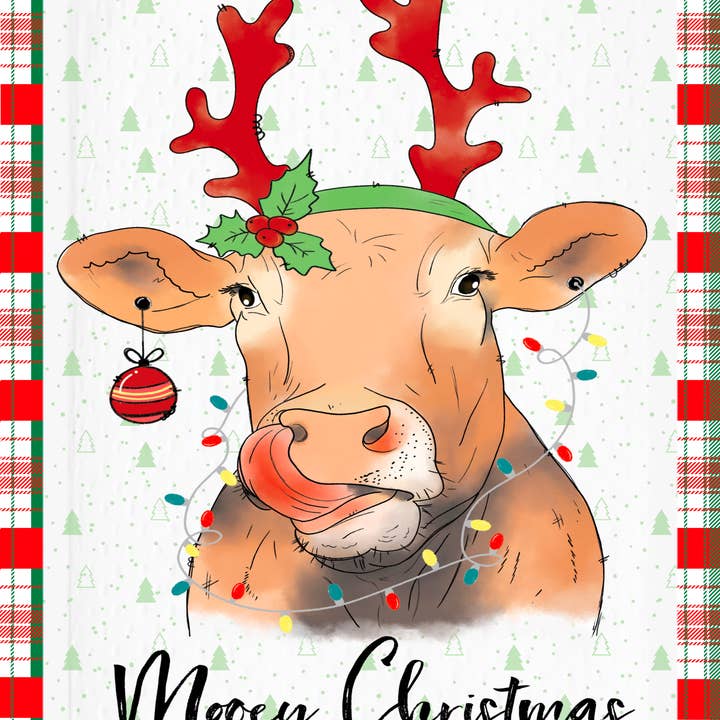 Signo de corona, vaca de Navidad, letrero de Navidad, letrero de metal de 8 «x10" para venta al por mayor de DecoExchange