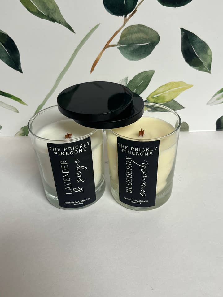 Lavender + Sage Coco Apricot Wood Wick Candle for wholesale by The Prickly Pinecone