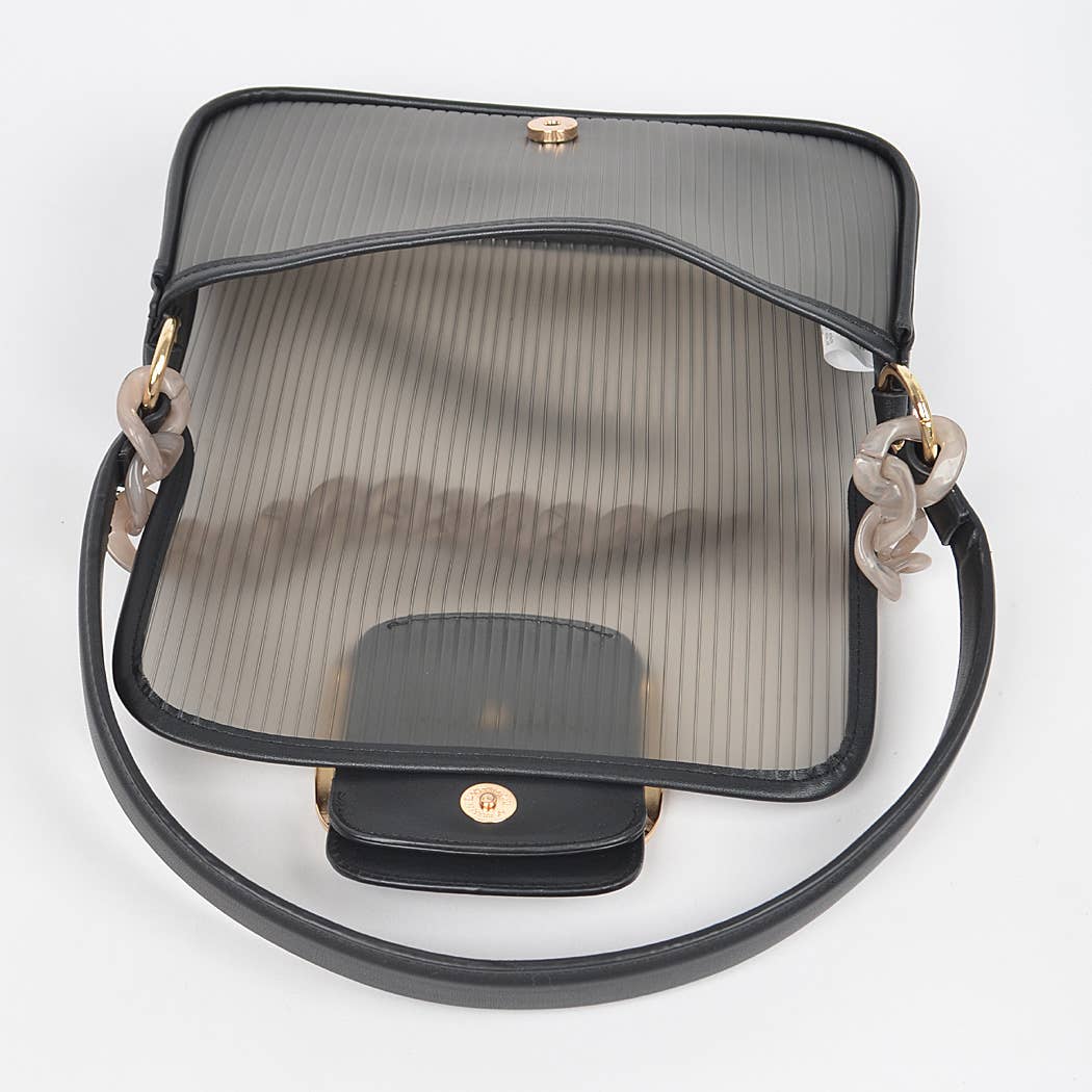 3AM BY H&D ACCESSORIES - Venta al por mayor Bandolera - Mujer - Bolso bandolera con hebilla de metal translúcido y cadena3