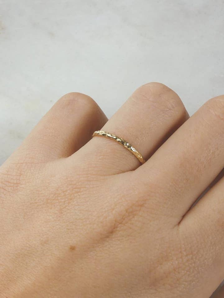 Solid Gold Textured Dainty Band for wholesale by Lacee Alexandra Jewelry