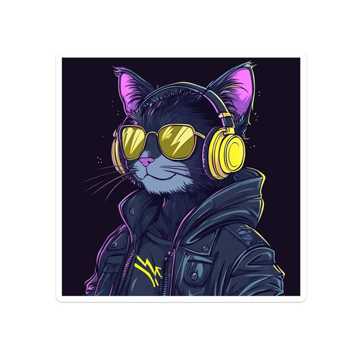 Rebel and Siren - Wholesale Sticker - Cyberpunk Cat | Animals | Waterproof Sticker | 2.5"