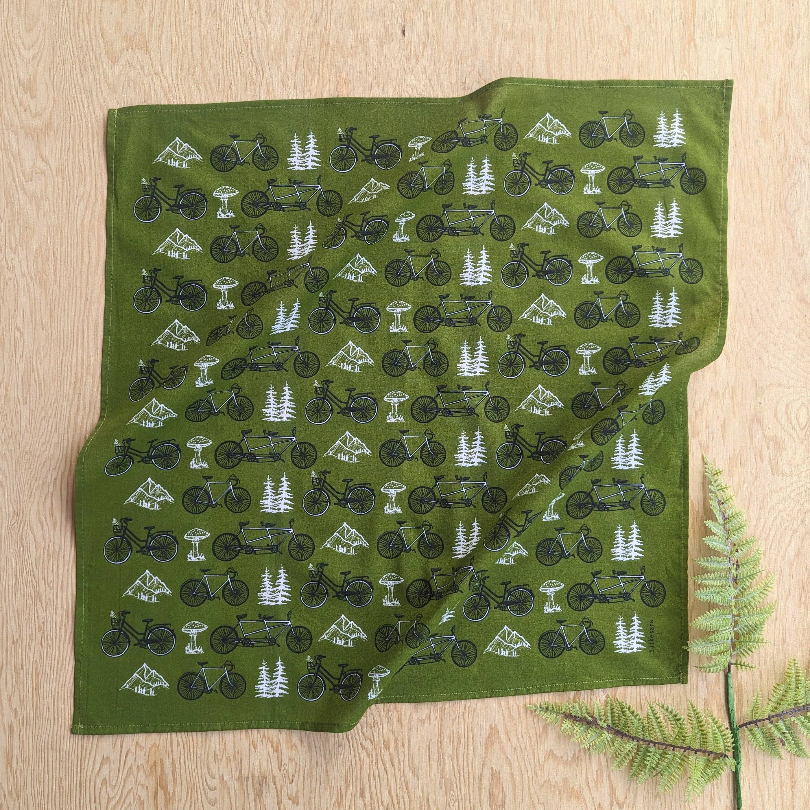 ilikesara | art + goods – wholesale Bandana – Unisex – bandana | bicycle adventure - green nature tree mountain scarf1
