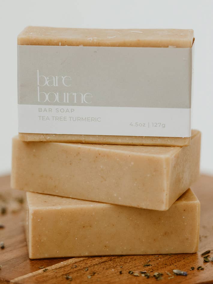 Tea Tree Turmeric Bar Soap for wholesale by Bare Bourne