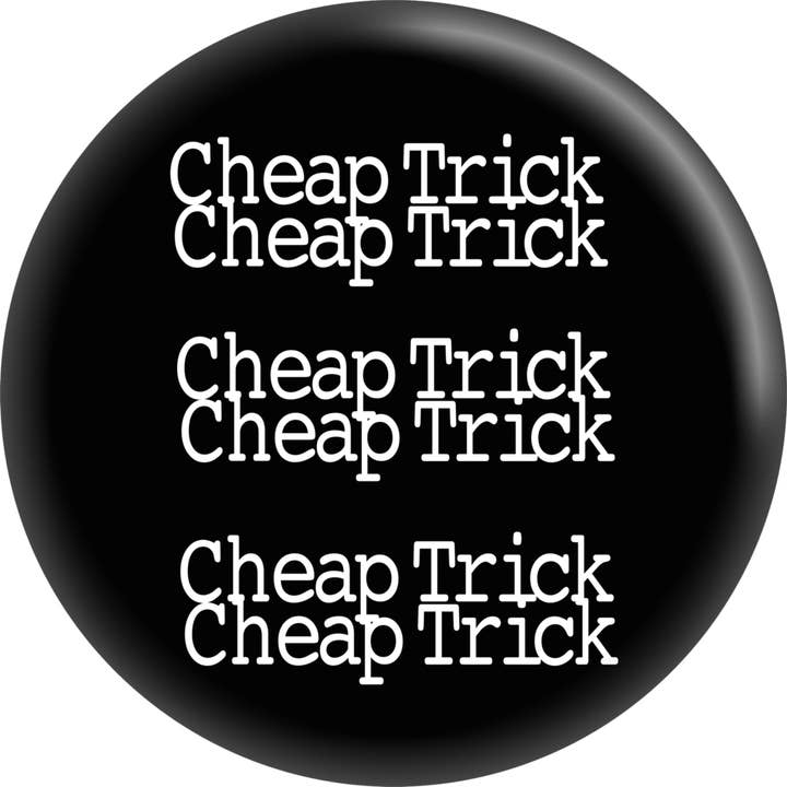 Pin-on Button - 1.5 Inch - Cheap Trick - White Logo On Black for wholesale by Square Deal Recordings & Supplies