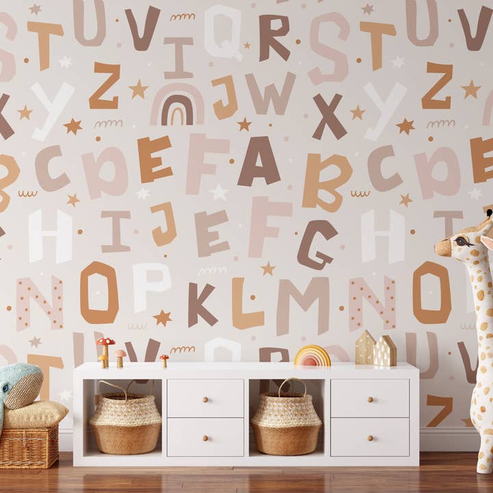Wallpapers4Beginners - Wholesale Wallpaper - Carta da parati con alfabeto giocoso per le camere dei bambini3