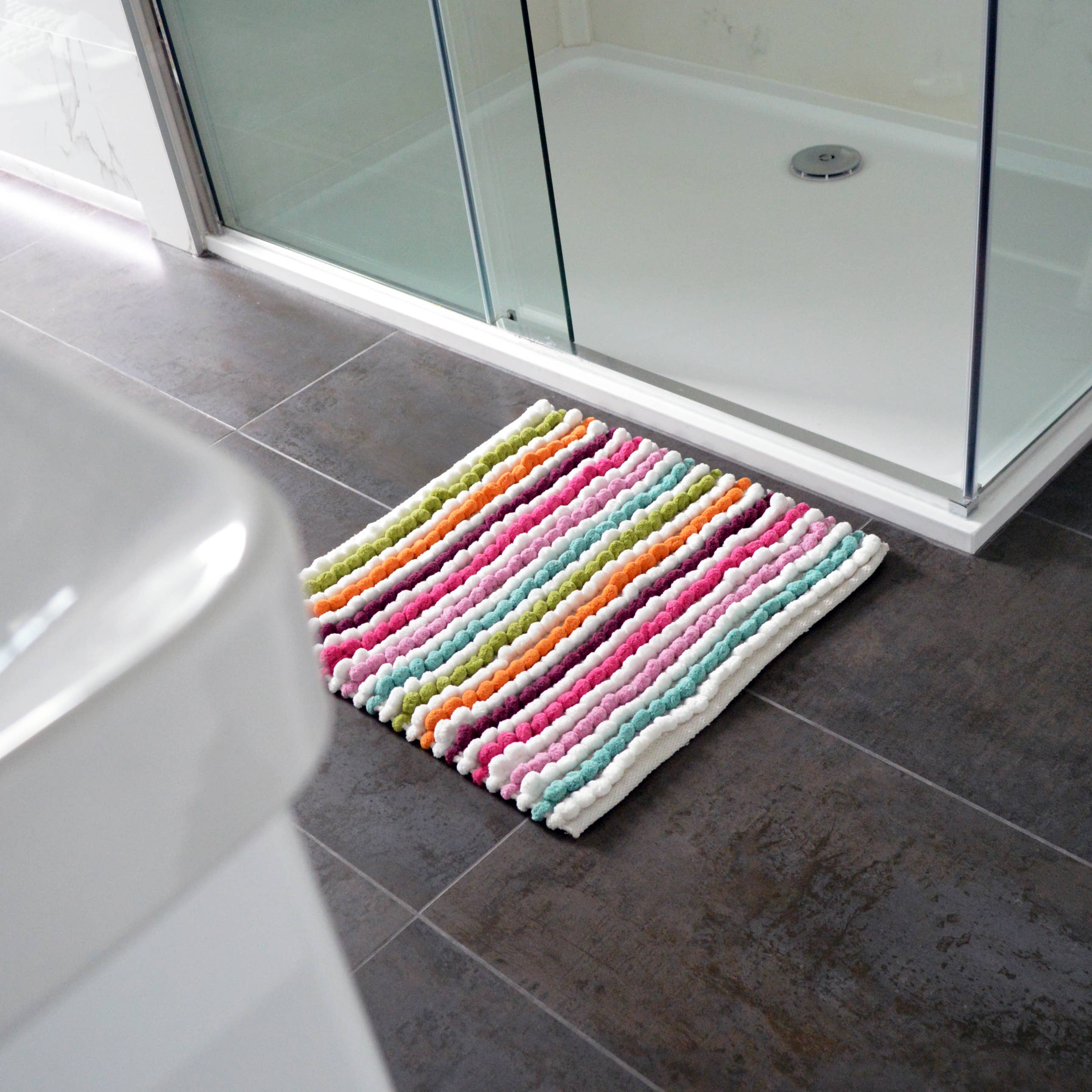 Allure Bath Fashions - Wholesale Bath Mat - Striped Chunky Bobble Shower Mat - Luxury Square Bath Mat14