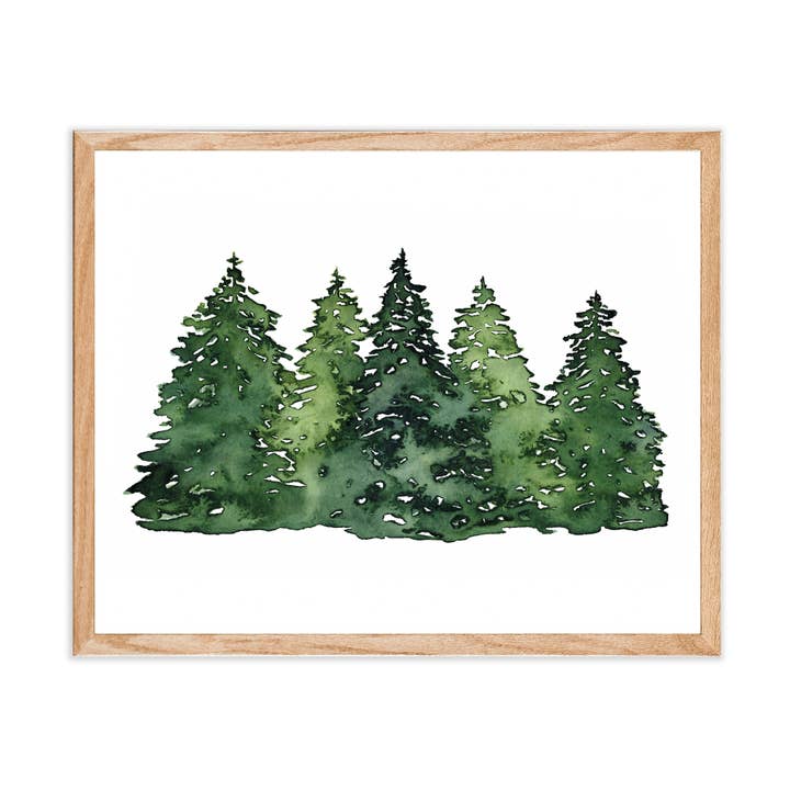 Tree Line Watercolor Art Print for wholesale by Green Artist Designs