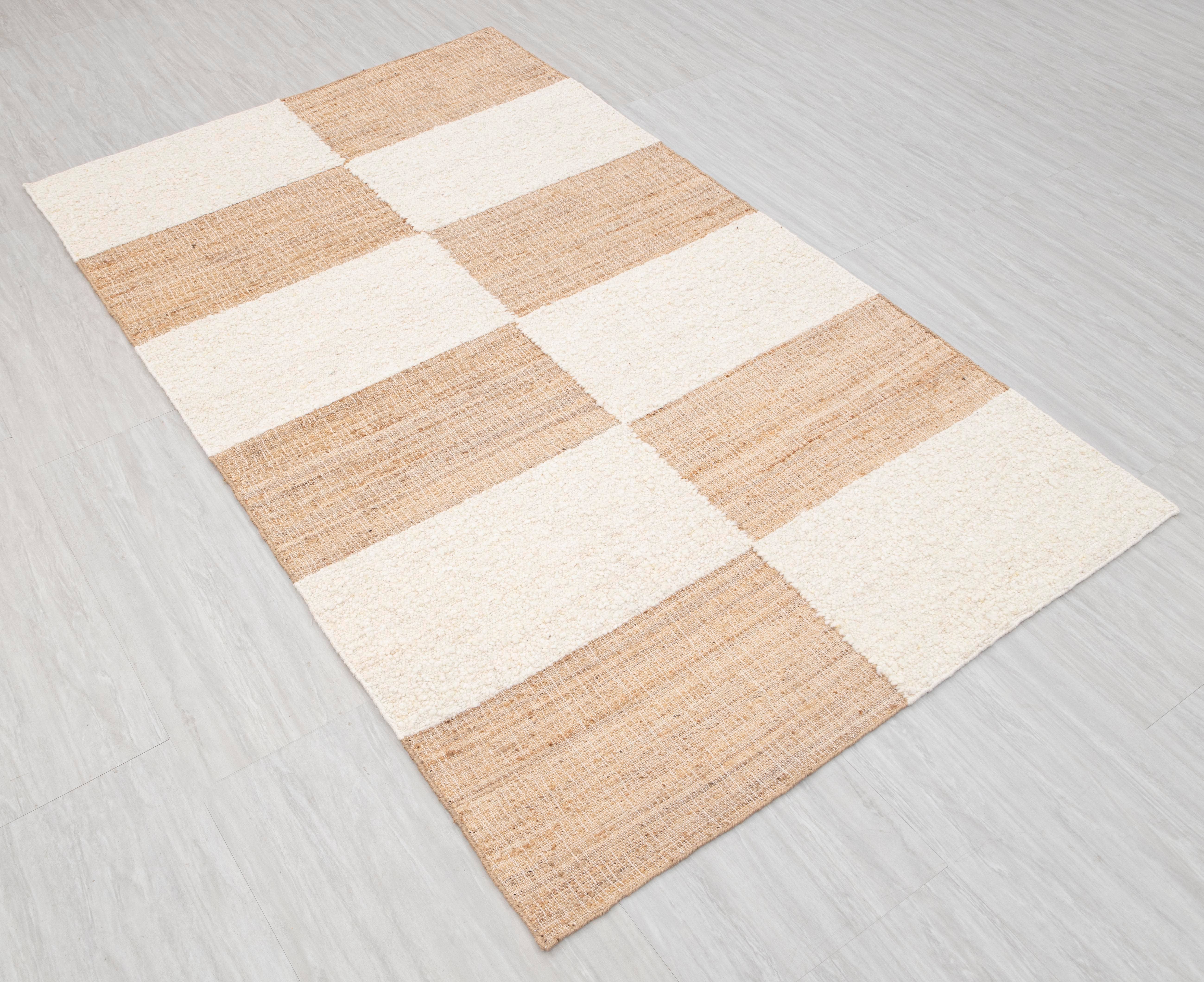 Aesthetic Homes LLC - Wholesale Area Rug - Natural Wool Jute Rug, Ivory Boho Moroccan Hand Woven TN-967