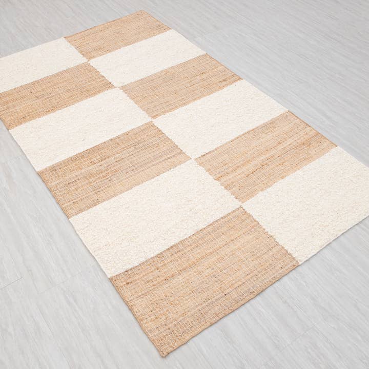 Aesthetic Homes LLC - Wholesale Area Rug - Natural Wool Jute Rug, Ivory Boho Moroccan Hand Woven TN-967