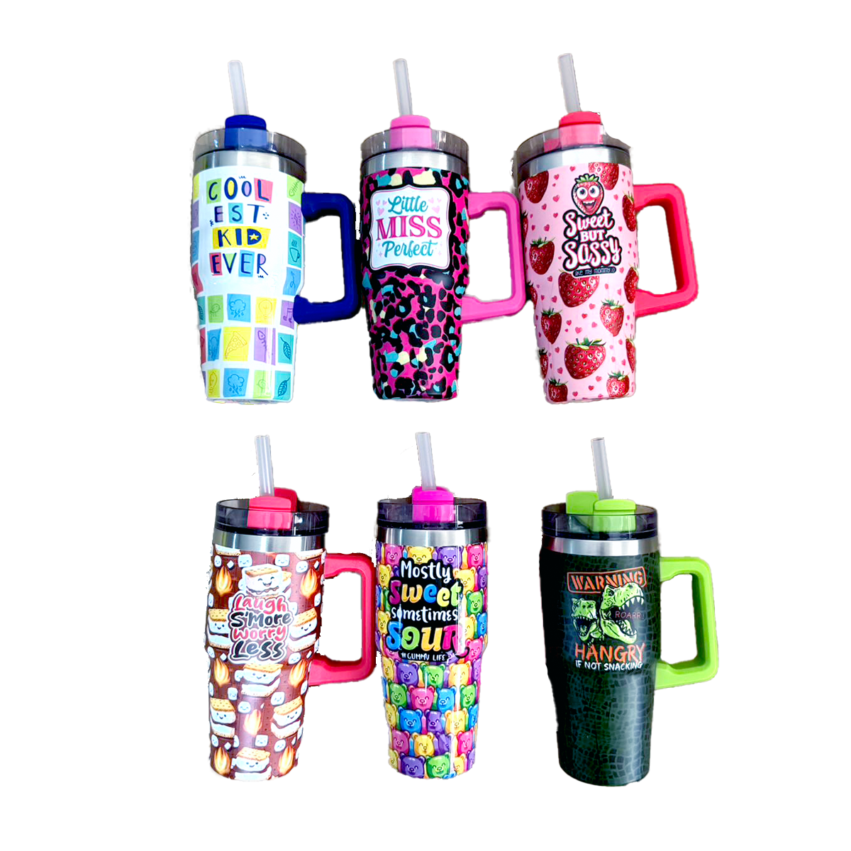 Novelty Brands - Wholesale Insulated Mug/Tumbler - Insulated 16 oz Kids Cup Print Assortment - 6/Display1