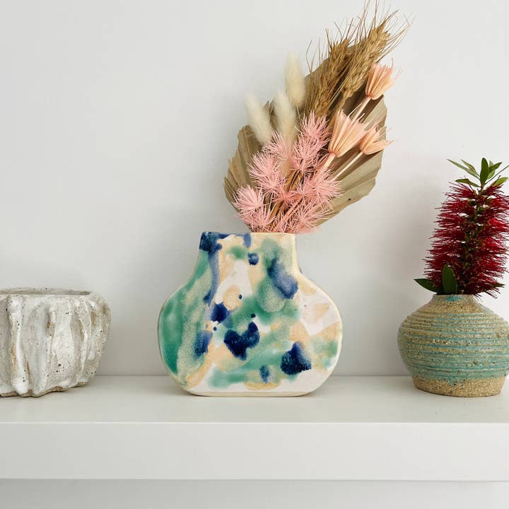 Flat Vase - Ocean Dip Ceramic Vase for wholesale by Eli.C Studio