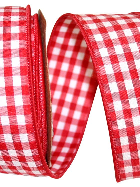 Gingham Check Wired Edge Medium Red for wholesale by Amber Marie & Company