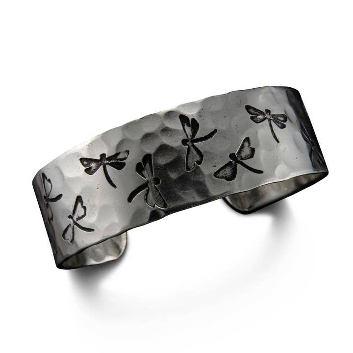 Anju Jewelry - Wholesale Cuff Bracelet - Dragonflies Silver Engraved Cuff Bracelet