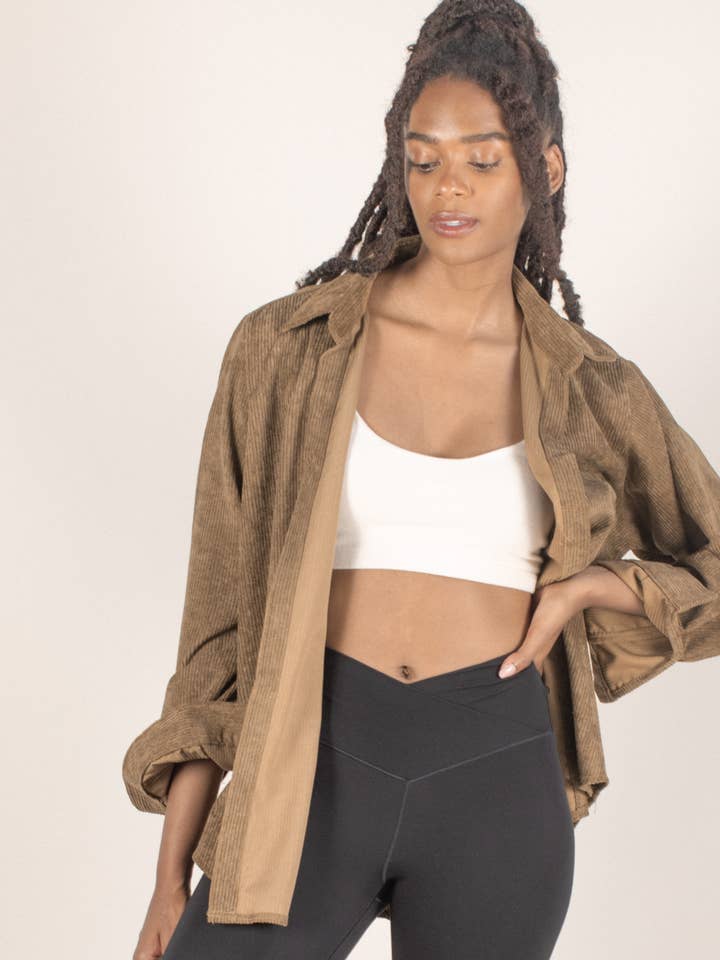 Light-weight Corduroy Shacket for wholesale by Space 46 Wholesale