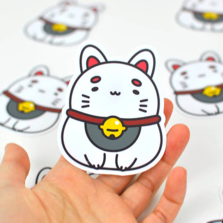 Noristudio - Wholesale Sticker - White Fortune Cat Vinyl Sticker