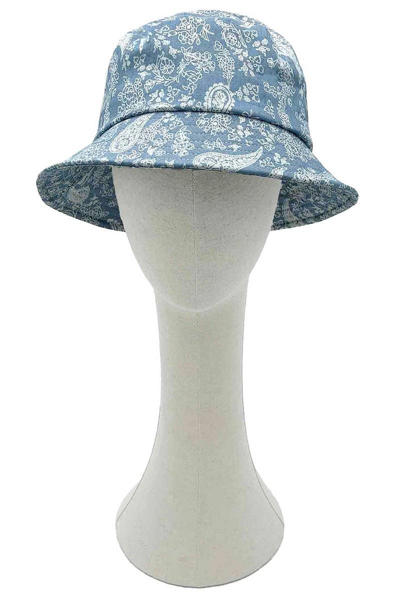 Wholesale Paisley Print Denim Cotton Bucket Hat for your