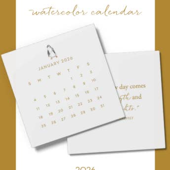 Anne Neilson Home - Wholesale Calendar - 2026 Watercolor Series Desktop Calendar