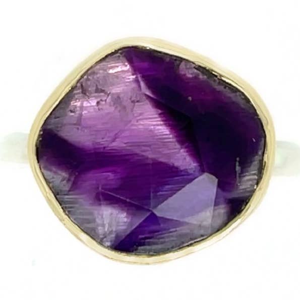 Atomic Amethyst ring in 14k and sterling silver for wholesale by Emily Amey Jewelry