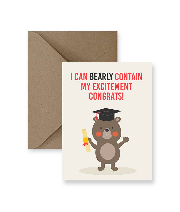 IMPAPER - Wholesale Graduation Card - I Can Bearly Contain My Excitement, Congrats Graduation Card0