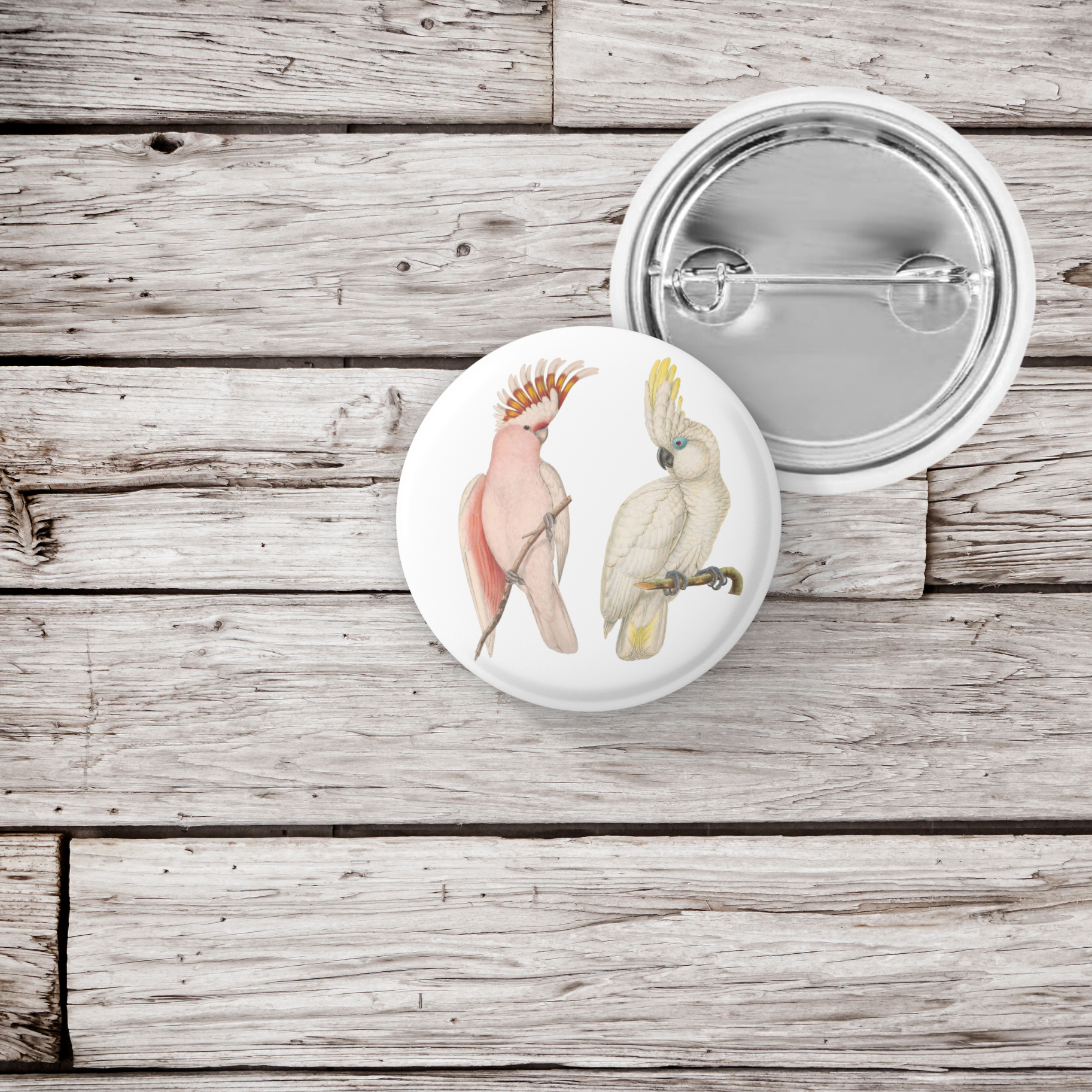 NatureCuts - Vente Épinglettes/boutons - Épinglette en forme de cacatoès, porte-clés en forme de cacatoès, aimant en forme de cacatoès3