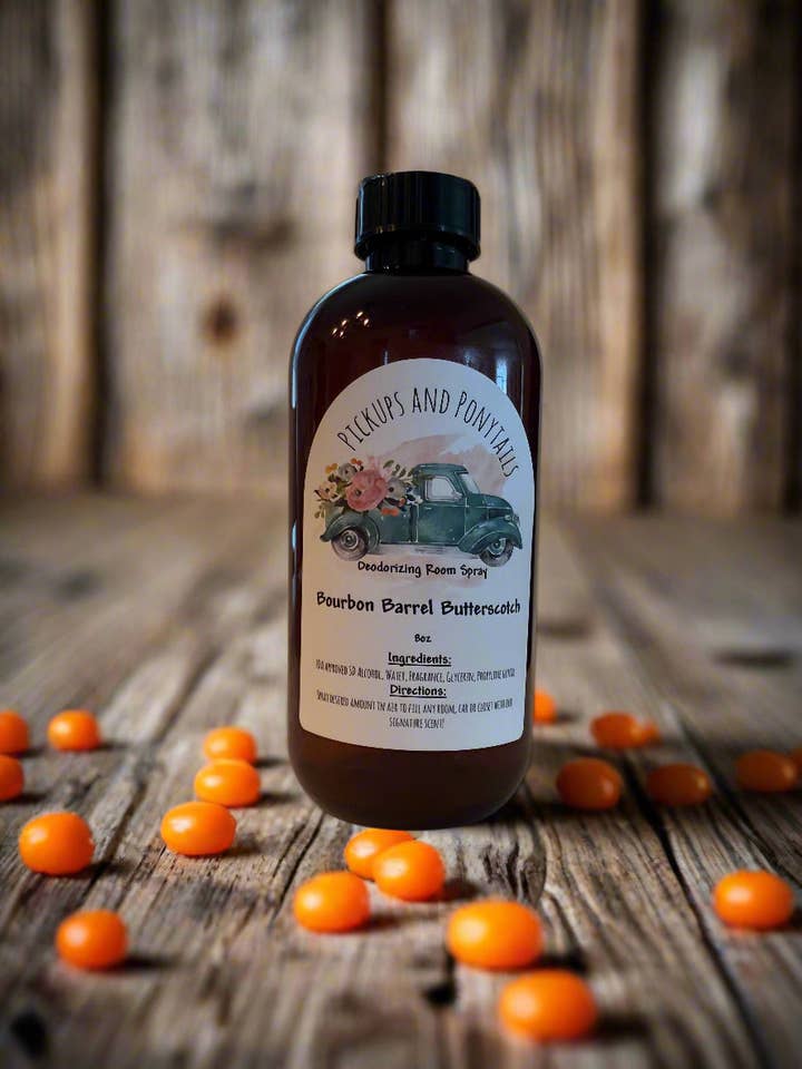 Spray Desodorizante para Ambientes de Caramelo Bourbon em Barril por atacado de Pickups And Ponytails