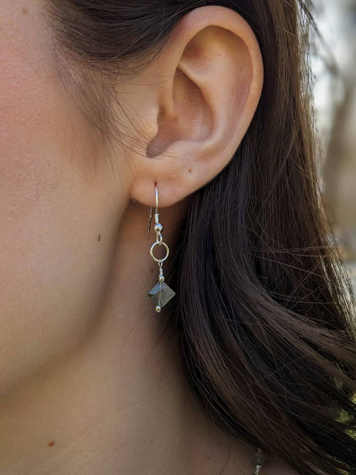 Labradorite and Sterling Silver Drop Earrings for wholesale by North Fork Jewelry Design, LLC