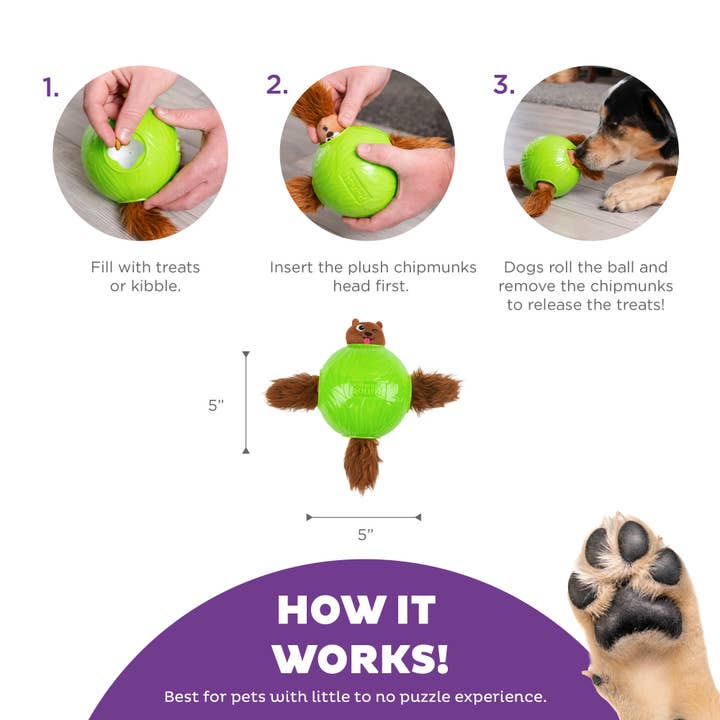 Pet Palette Distribution - Wholesale Pet Plush Toy - Dog - Nina Ottosson Snuffle N' Treat Ball TNT Dog Puzzle Toy Green