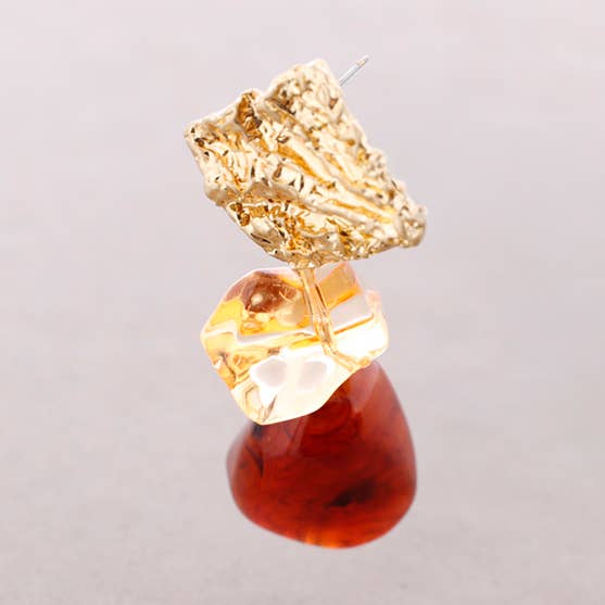 Rautenförmige Ohrringe aus Metall mit hängendem Harz für den Großhandel von Sonata