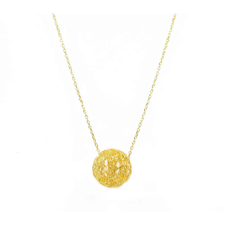 Yellow Gold Double Ring Pendant for wholesale by MARIA GLEZELLI