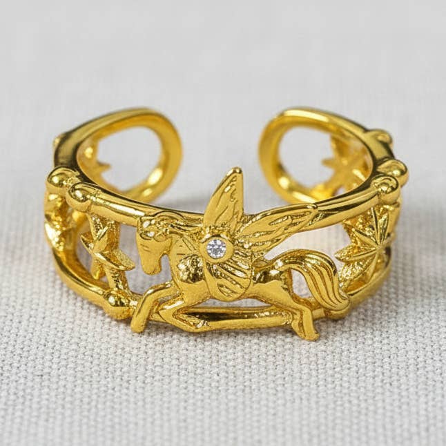 Zirconia Zodiac Horse Open Ring for wholesale by scentll jewelry