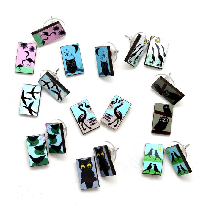 Mid Century Modern Bird Stud Earrings - Ships Assorted for wholesale by Dunitz & Company