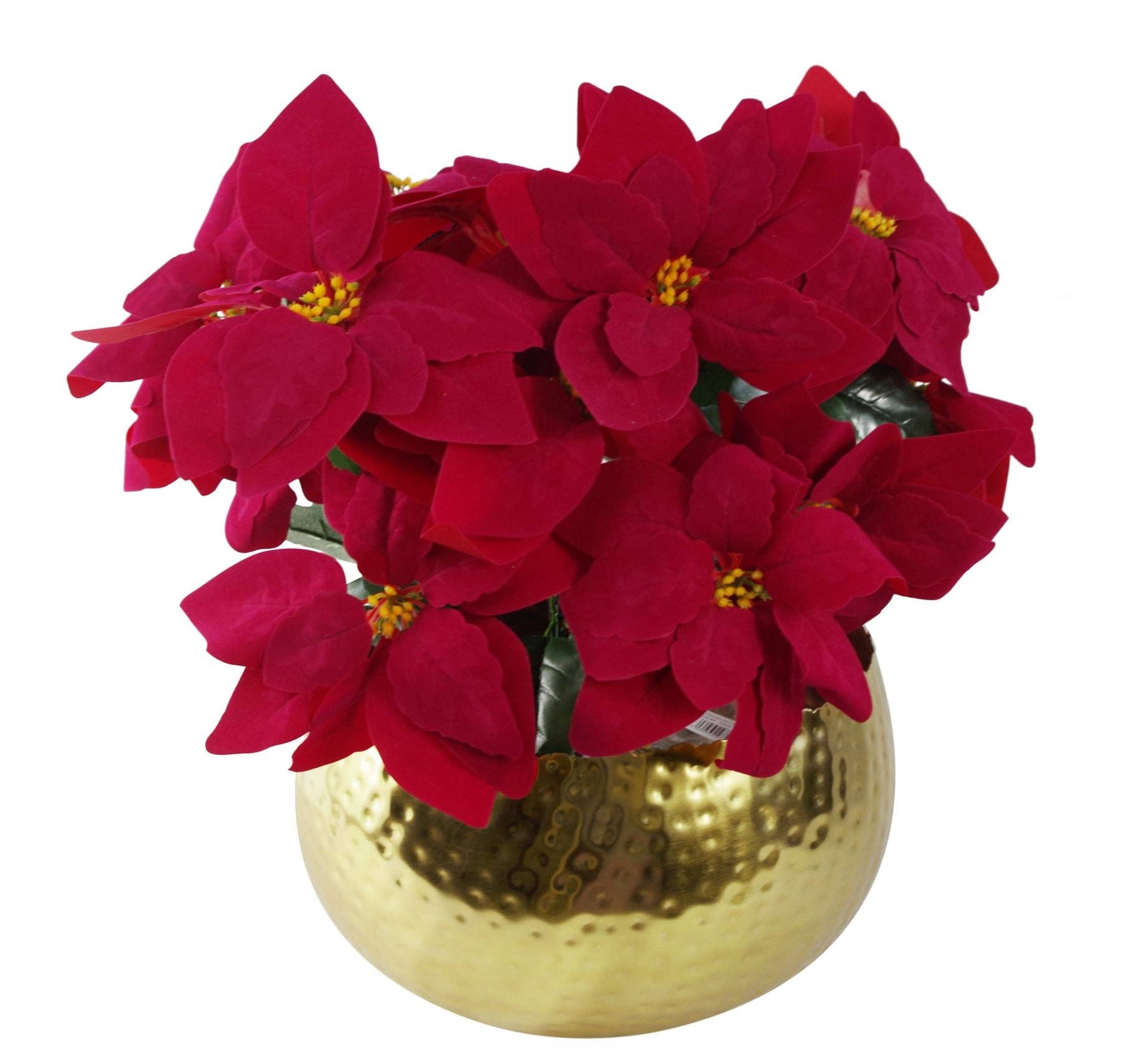 Leaf Design UK LTD - Wholesale Artificial Flowers - Poinsettias Gold Curve Large Metal Planter Artificial0