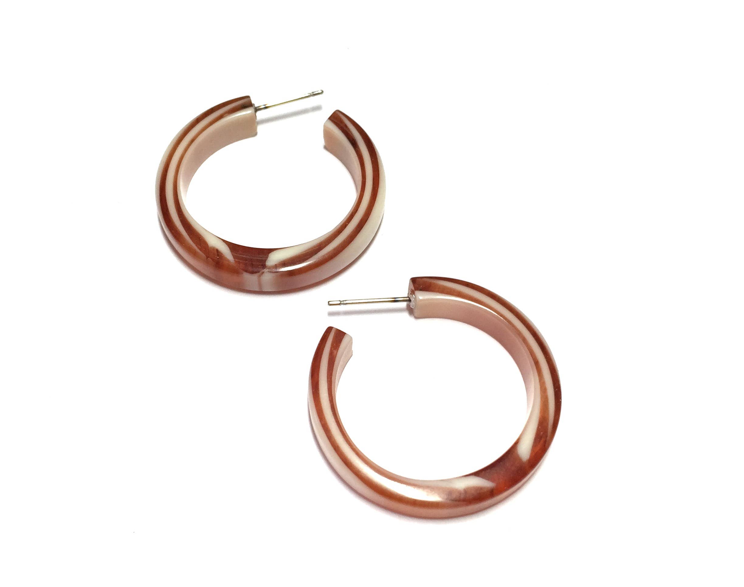 Leetie Lovendale - Wholesale Hoop Earrings - Tortoise & Ivory Marbled PinUp Lucite Hoop Earrings2