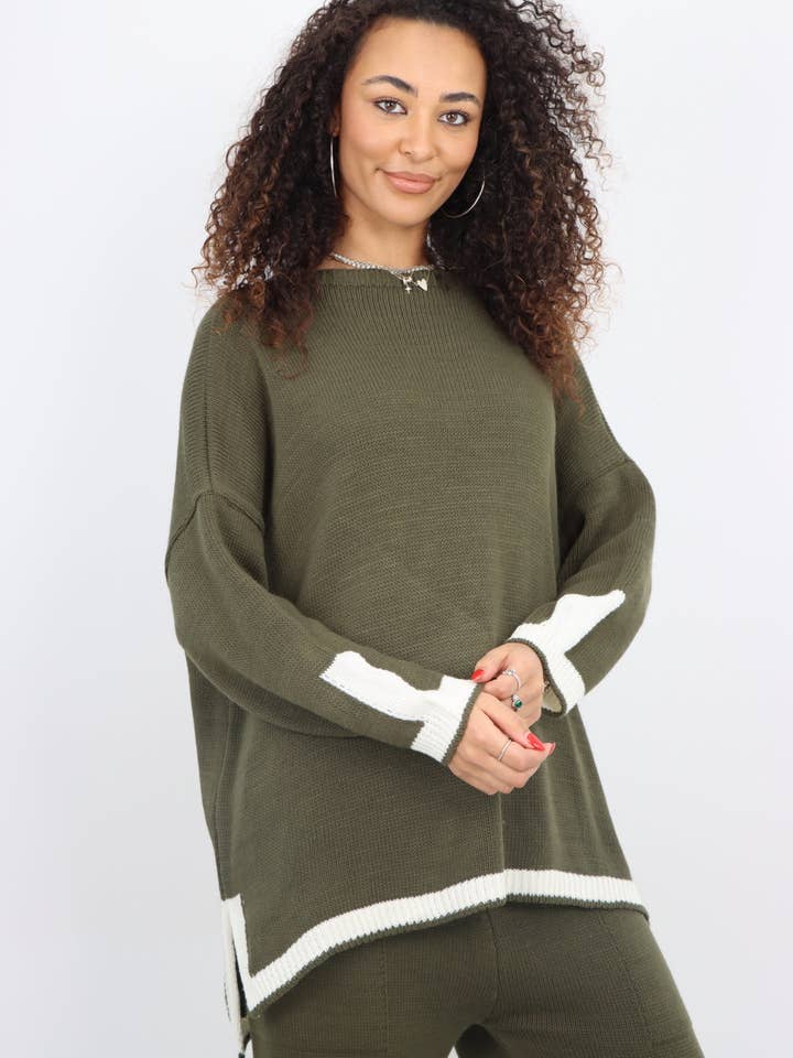 Miss Bold - Wholesale Lounge Set - Women's - Italian Oversized Contrast Trim Knitted Co Ord Set27