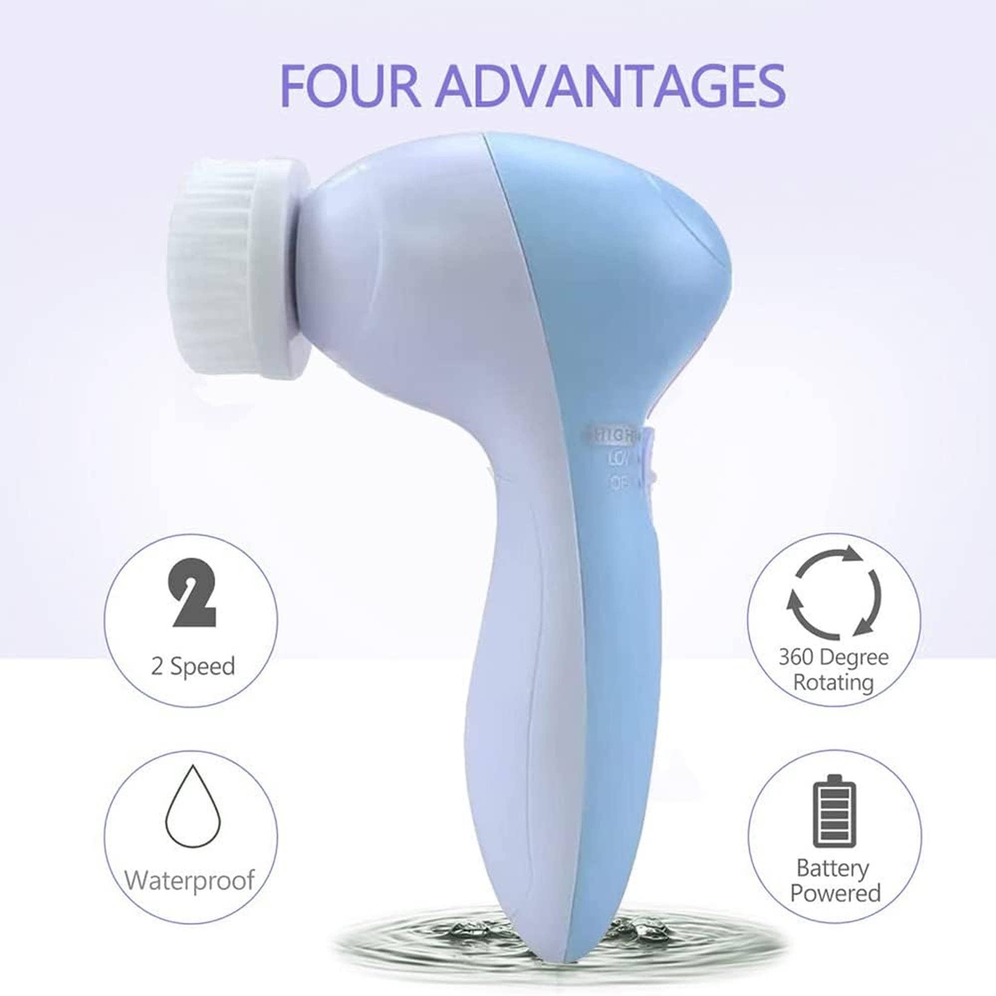 Vigor Path – Dispositivo eletrónico para cuidados com a pele por atacado – Escova Facial de Limpeza com 5 Aparelhos para Esfoliar, Limpar e Massagear a Pele (Azul)5