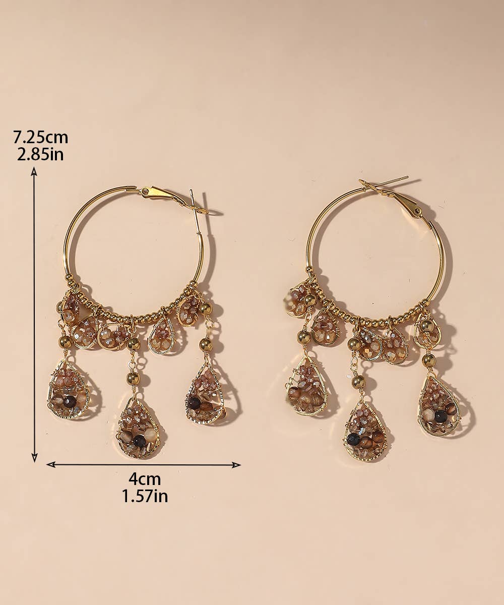 Blossom bijoux - Wholesale Dangle Earrings - BO Stud Hoops Stainless Steel Crystal Beads 25BOA0038