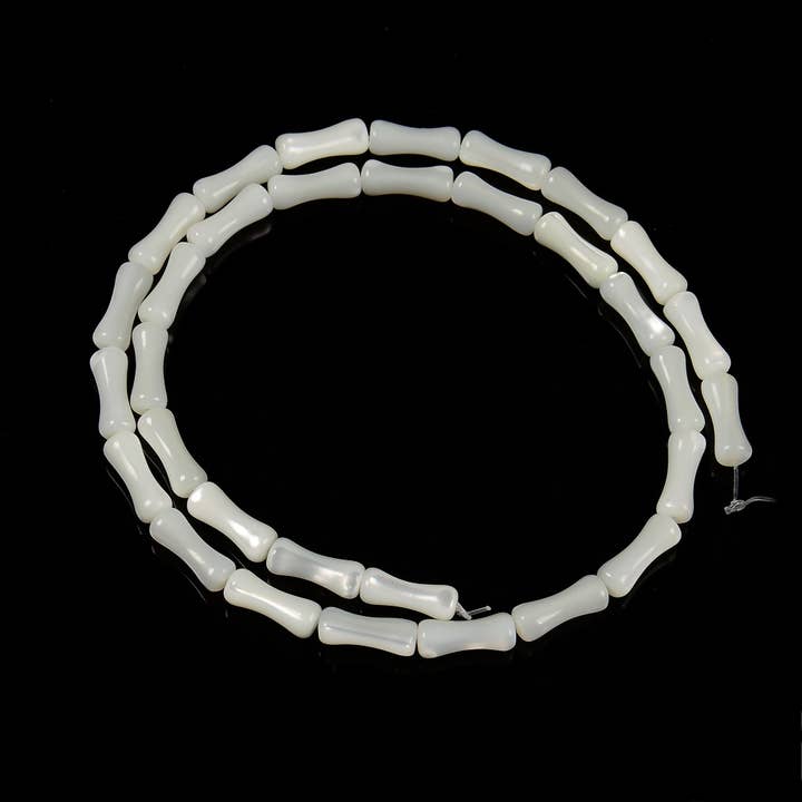 CRCBEADS - Wholesale Beads - White Mother of Pearl MOP Shell Bamboo Shape Tube Beads Size 5x12mm 15.5''Strand2