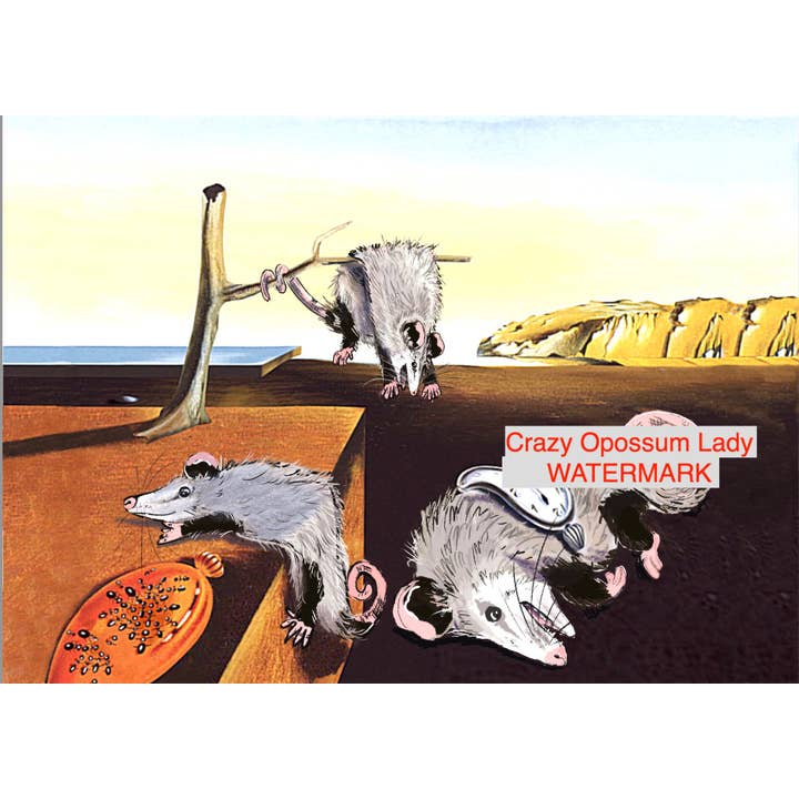 Print: The Possistence of Memory Dali Famous Painting for wholesale by The Crazy Opossum Lady