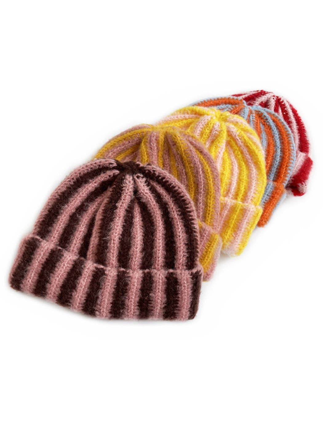 Funkyrel® Atzbranding Limited - Wholesale Beanie - Women's - Haila - Color-block Striped Cuffed Knitted Beanie - Warm & Stylish12