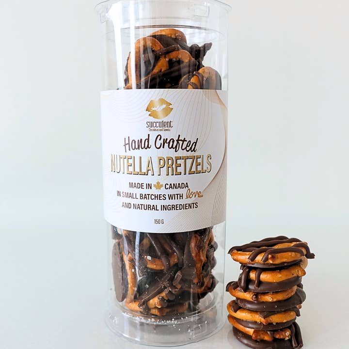 Tube of Nutella Pretzels for wholesale by Succulent Chocolates & Sweets Inc