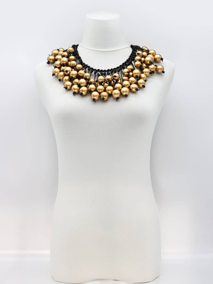 Recycled Wooden Berry on Hand-woven cotton cord Necklace for wholesale by Jianhui London