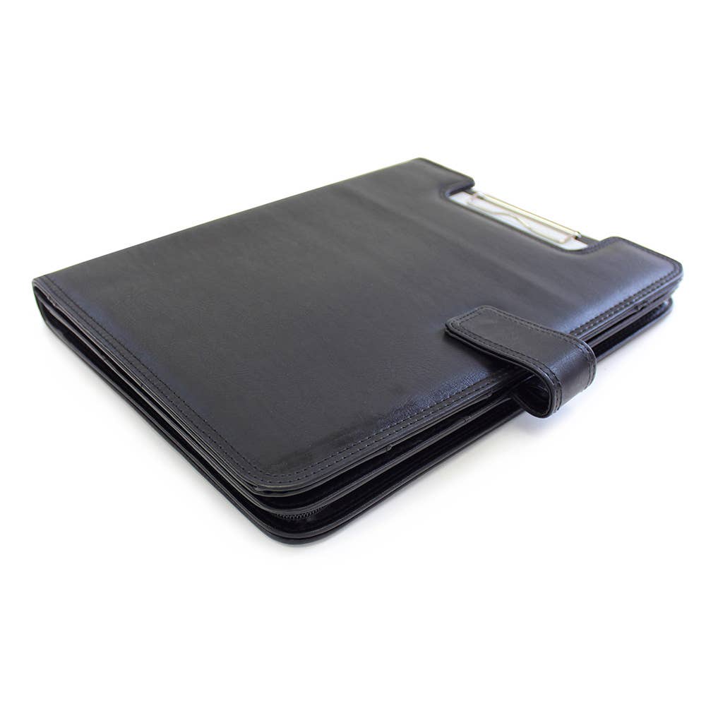 Powell Creative Products Ltd - Wholesale Clipboard - A4 Conference Folder Zipped with Notepad Clipboard Black PU5