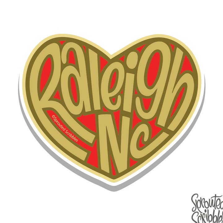 Raleigh Sticker - Heart Love North Carolina NC for wholesale by Sprouted Scribbles