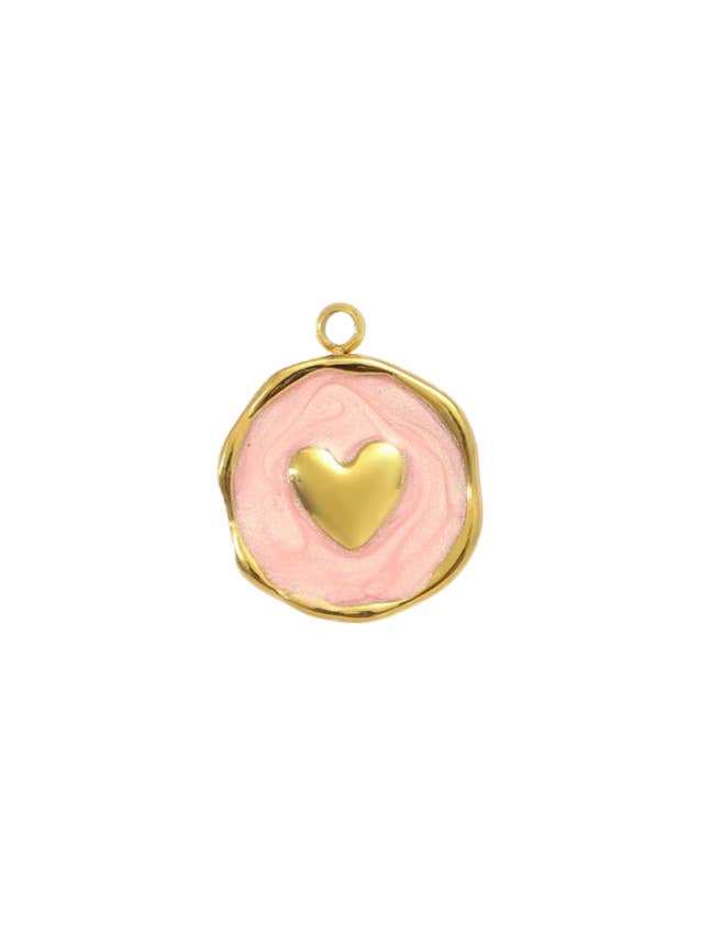 Heart Pendant Gold & Pink for wholesale by Coco Luna Collection
