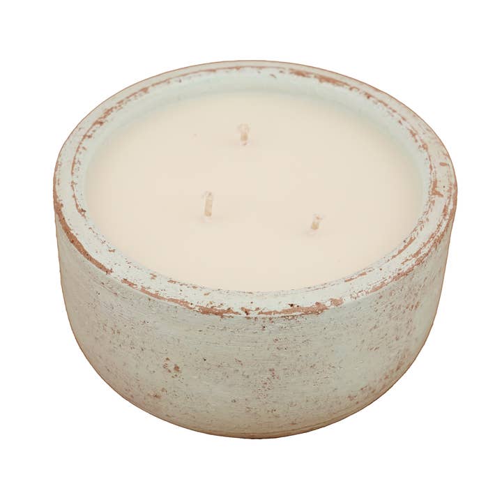 Roundsy-Clay Candle Vessel-6x2.5-3 in-CLEARANCE-Turquoise-$9 for wholesale by My Amigos Imports