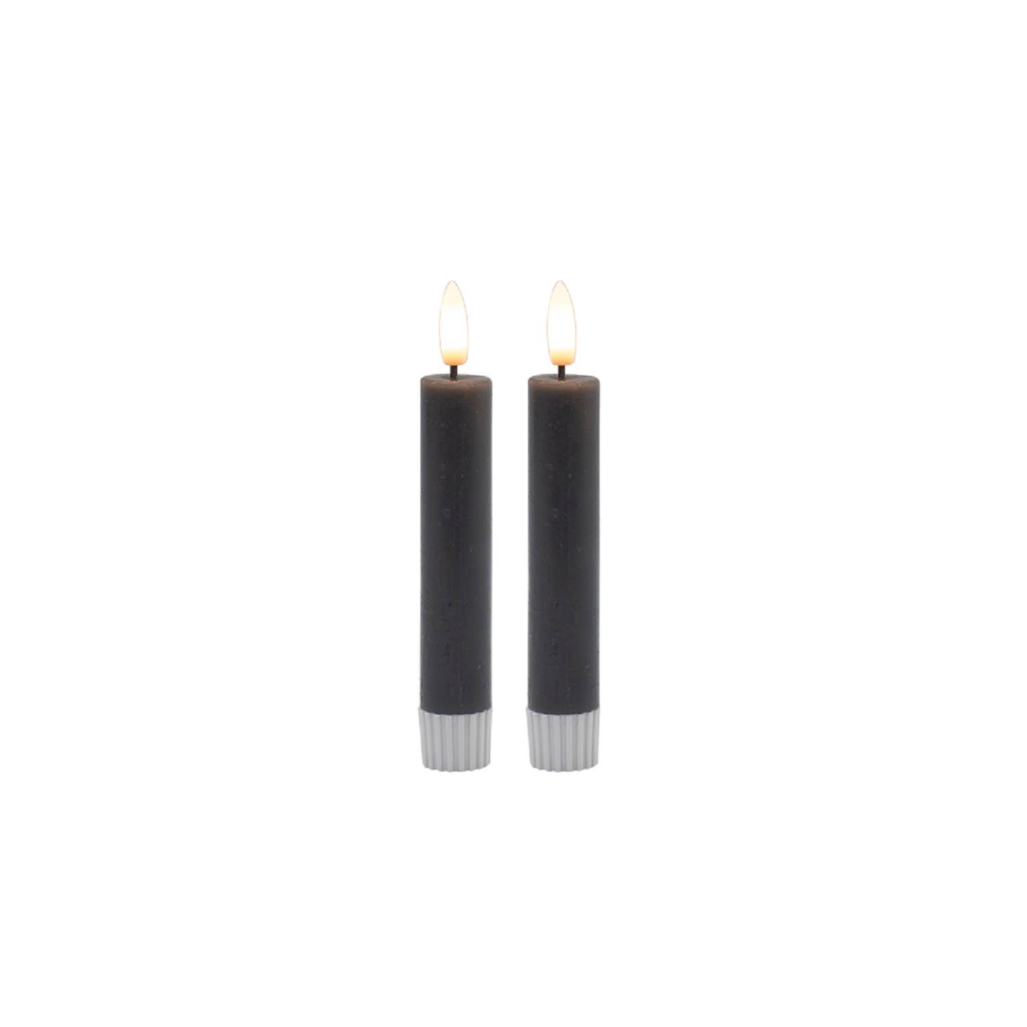 2 pc  Sm Gray Flameless Taper Candle for wholesale on Faire1