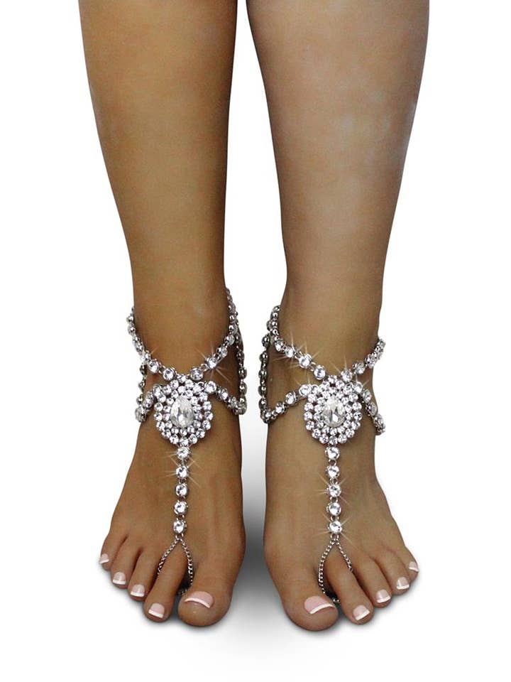 Serena Silver Barefoot Sandals for wholesale by Bare Sandals
