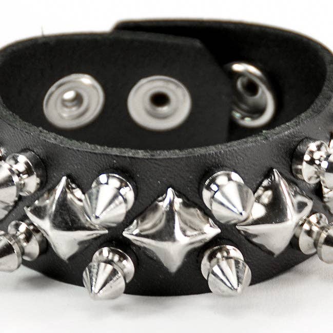 BC198 2 ROW SPIKE DIAMOND STUDDED BRACELET for wholesale by Funk Plus